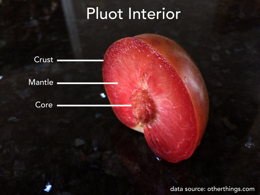 Pluot's interior structure, according to preliminary observations